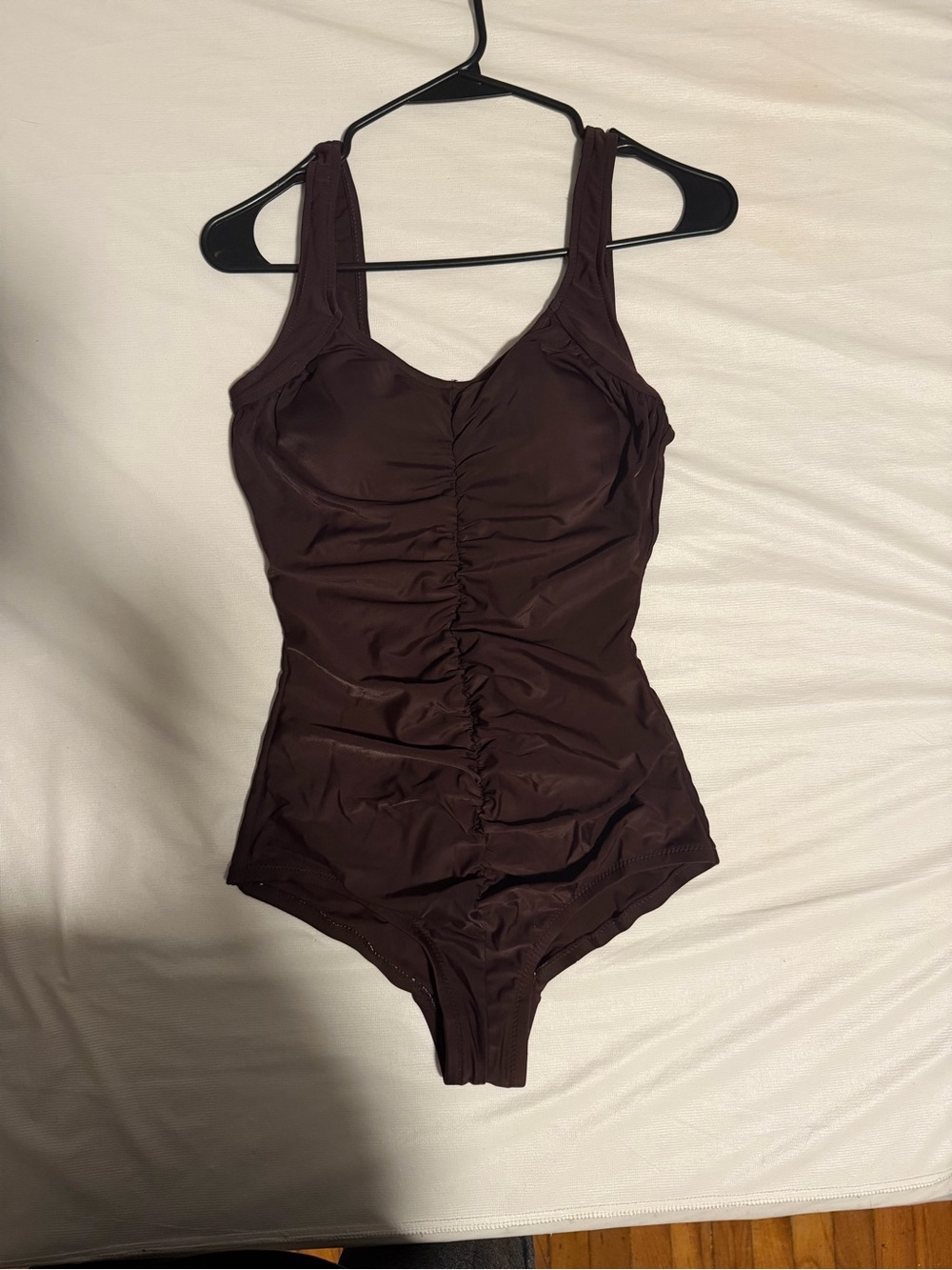 Ingear Dark Brown Ruched One-Piece Swimsuit